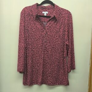 Charter Club Pink and Black Button Down Shirt